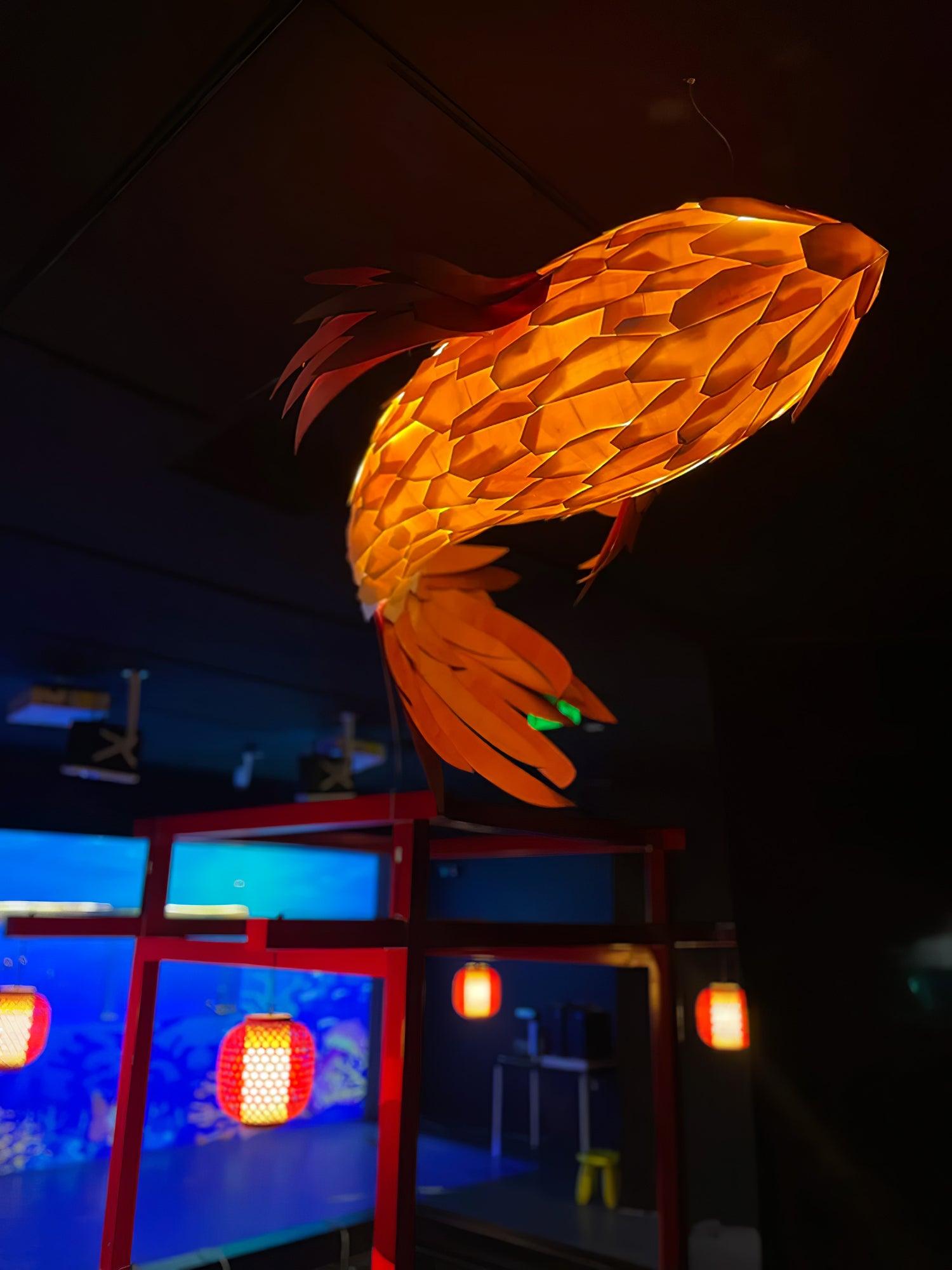Vamararae Crimson Swirl Koi Pendant Light-Neutral Decor