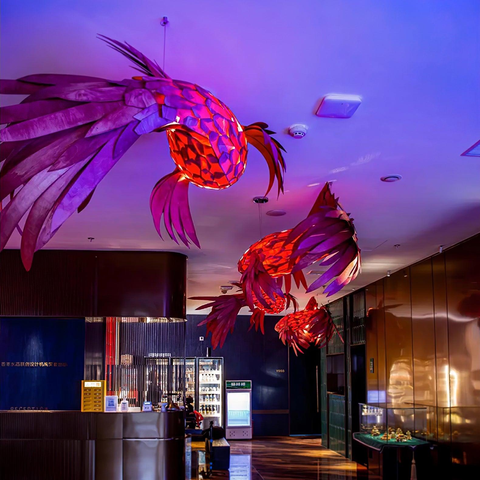 Crimson Swirl Koi Chandelier-Neutral Decor