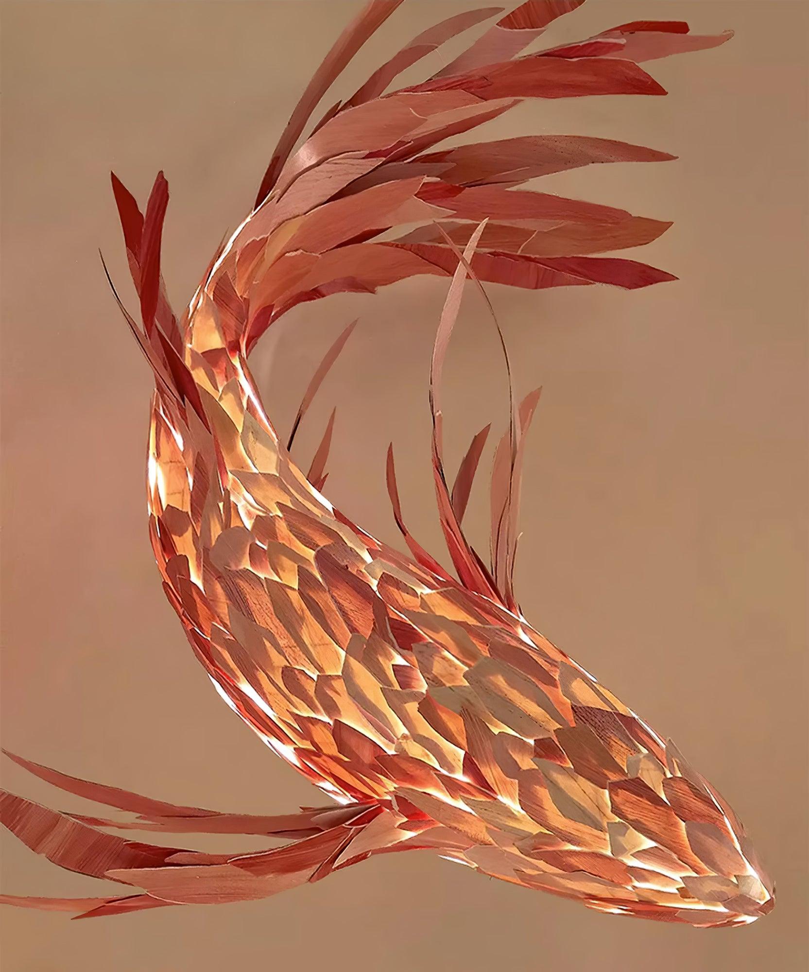 Vamararae Crimson Swirl Koi Pendant Light-Neutral Decor