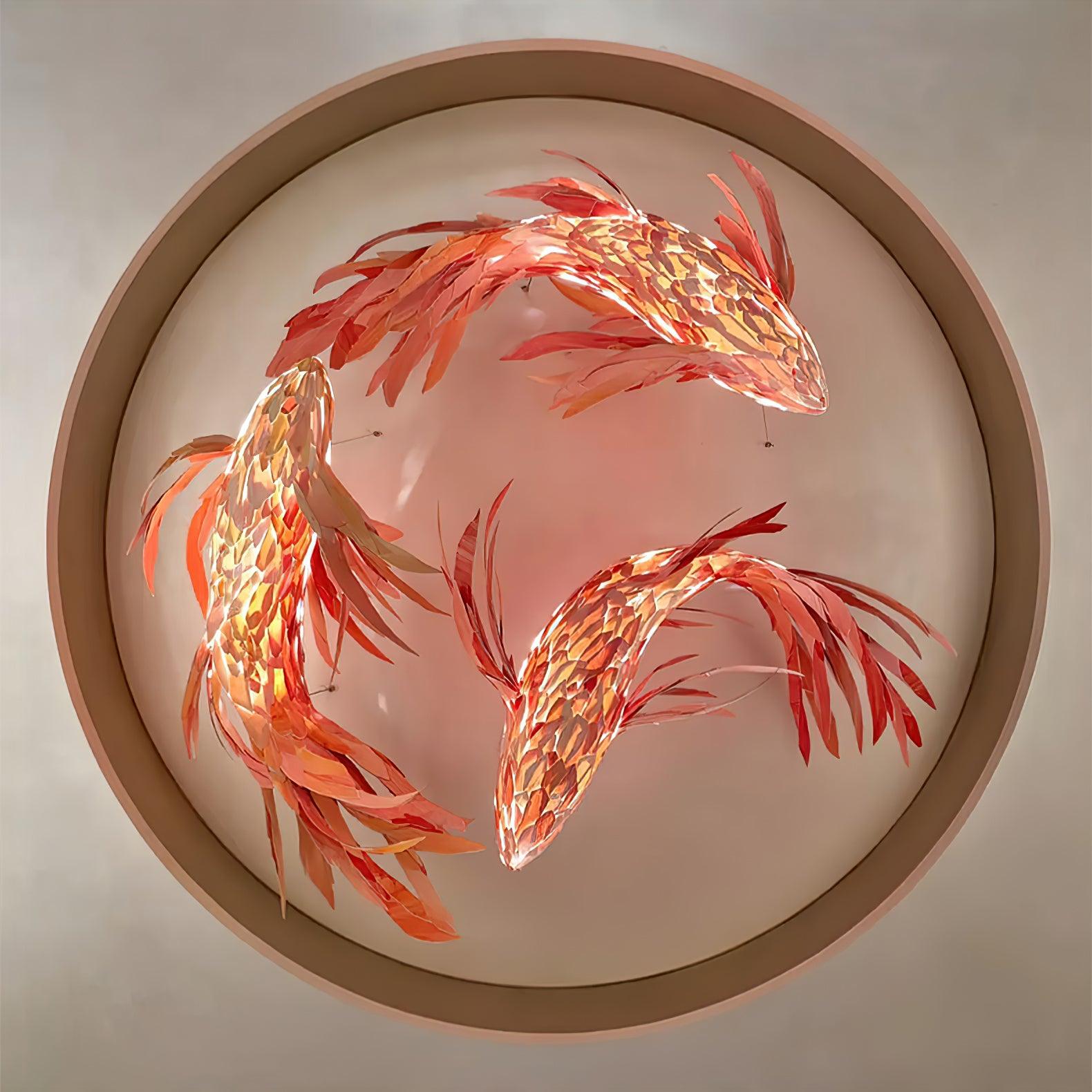 Vamararae Crimson Swirl Koi Pendant Light-Neutral Decor