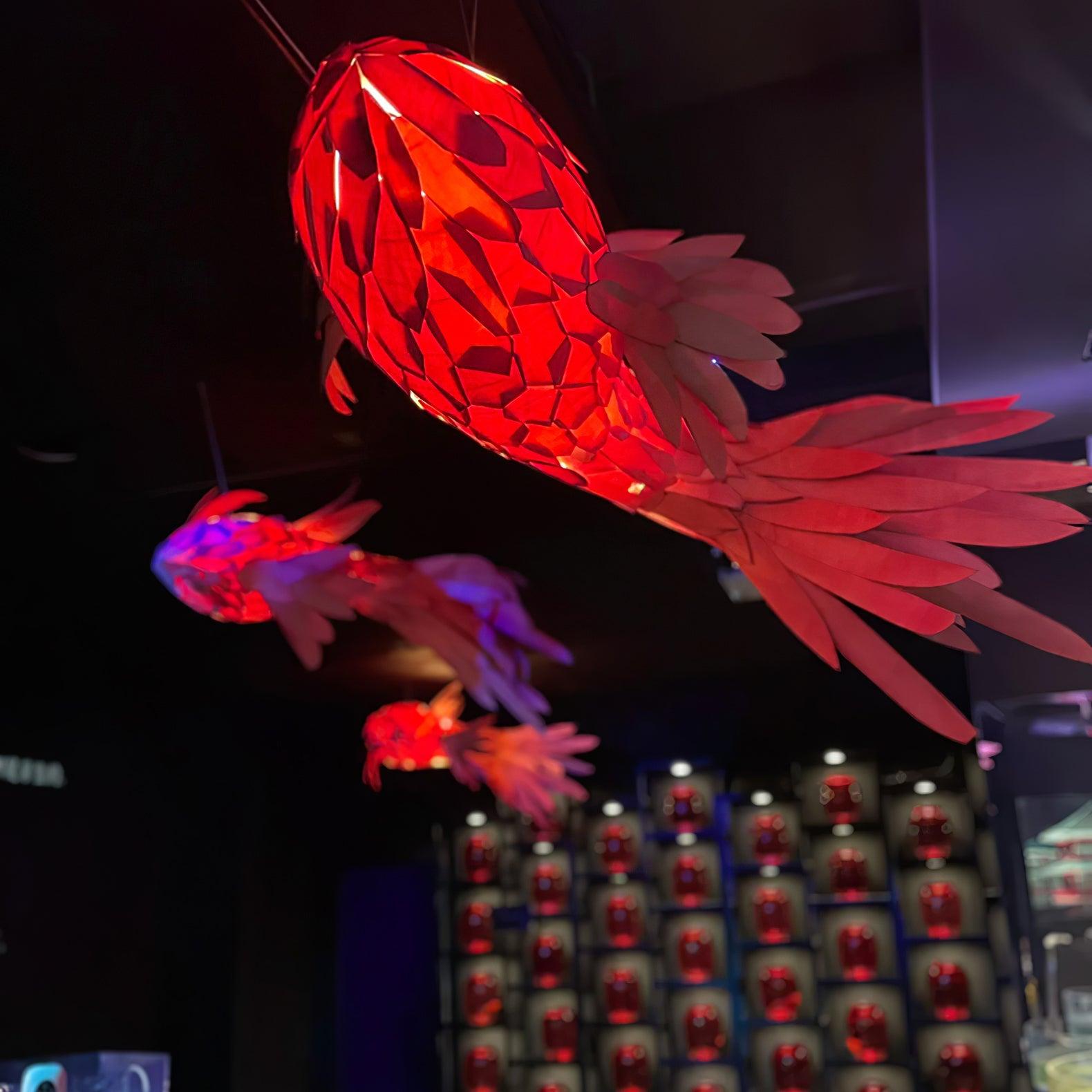 Vamararae Crimson Swirl Koi Pendant Light-Neutral Decor