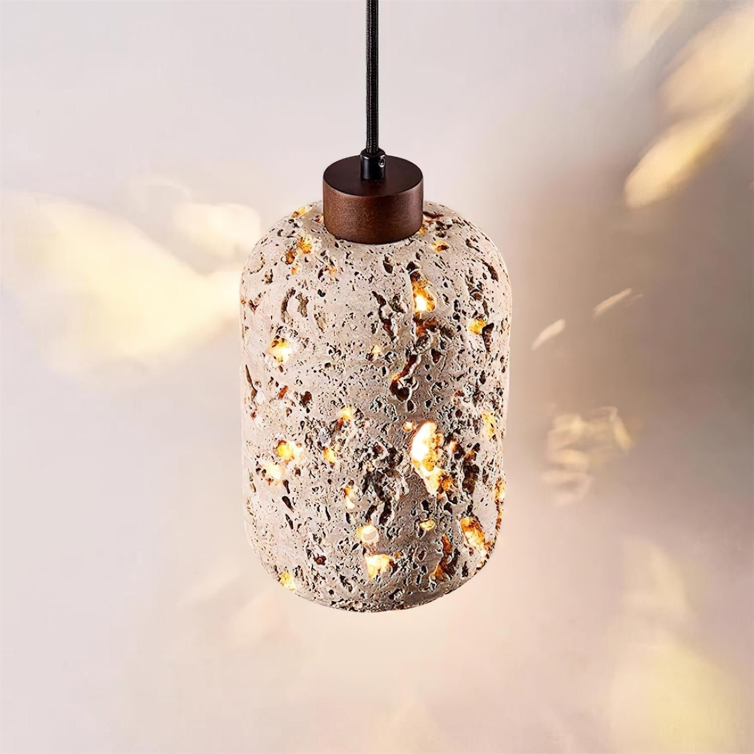 Caliora Pendant Light Concrete Travertine Cylinder Modern-Neutral Decor