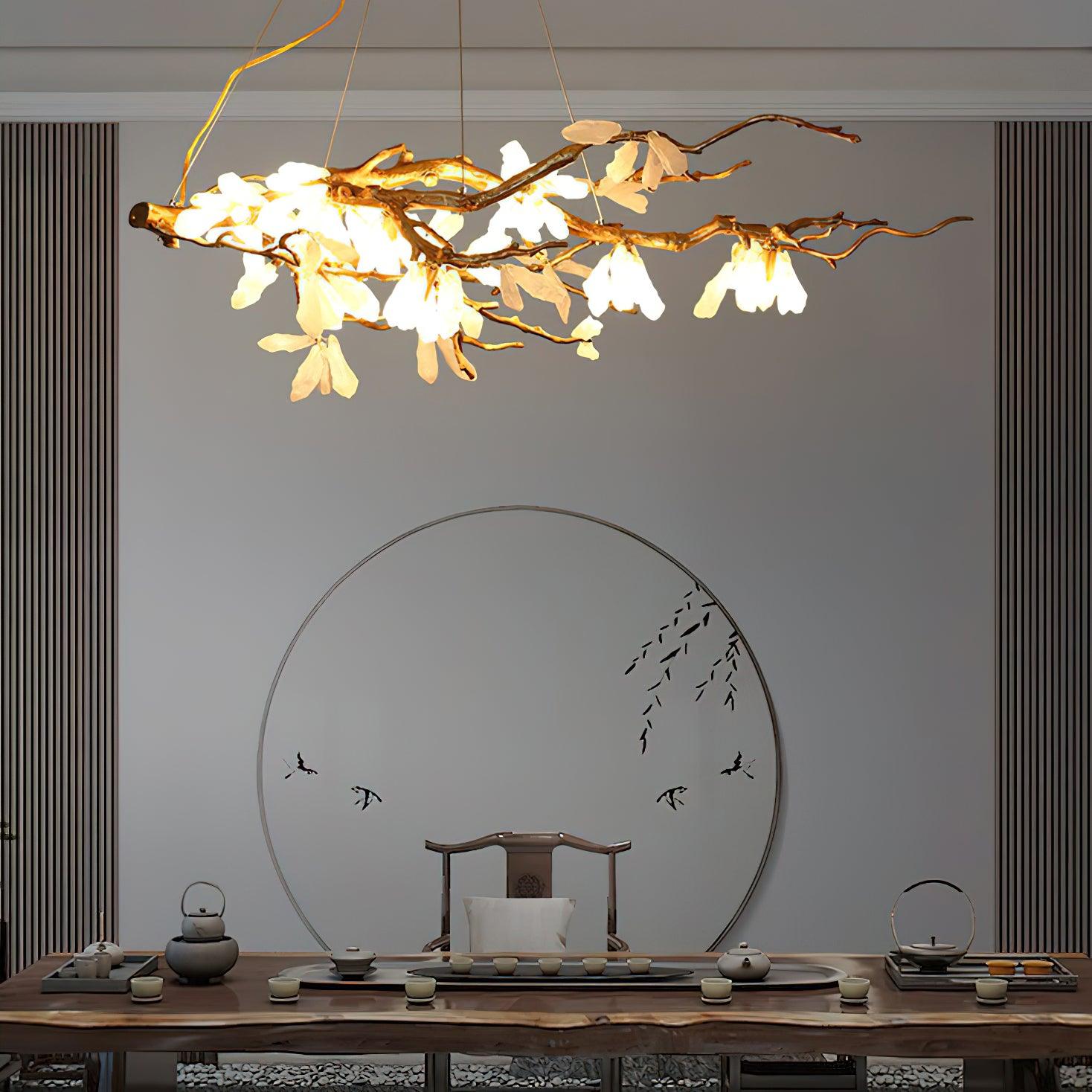 Irtvin Chandelier Branch Stone Organic-Neutral Decor