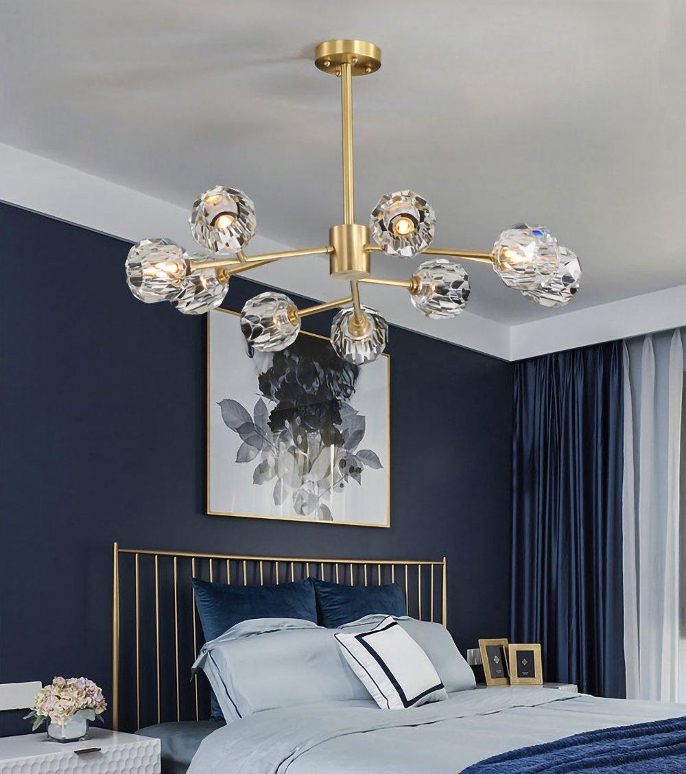 Thalyn Pendant Lamp Crystal Ball Brass Cluster-Neutral Decor
