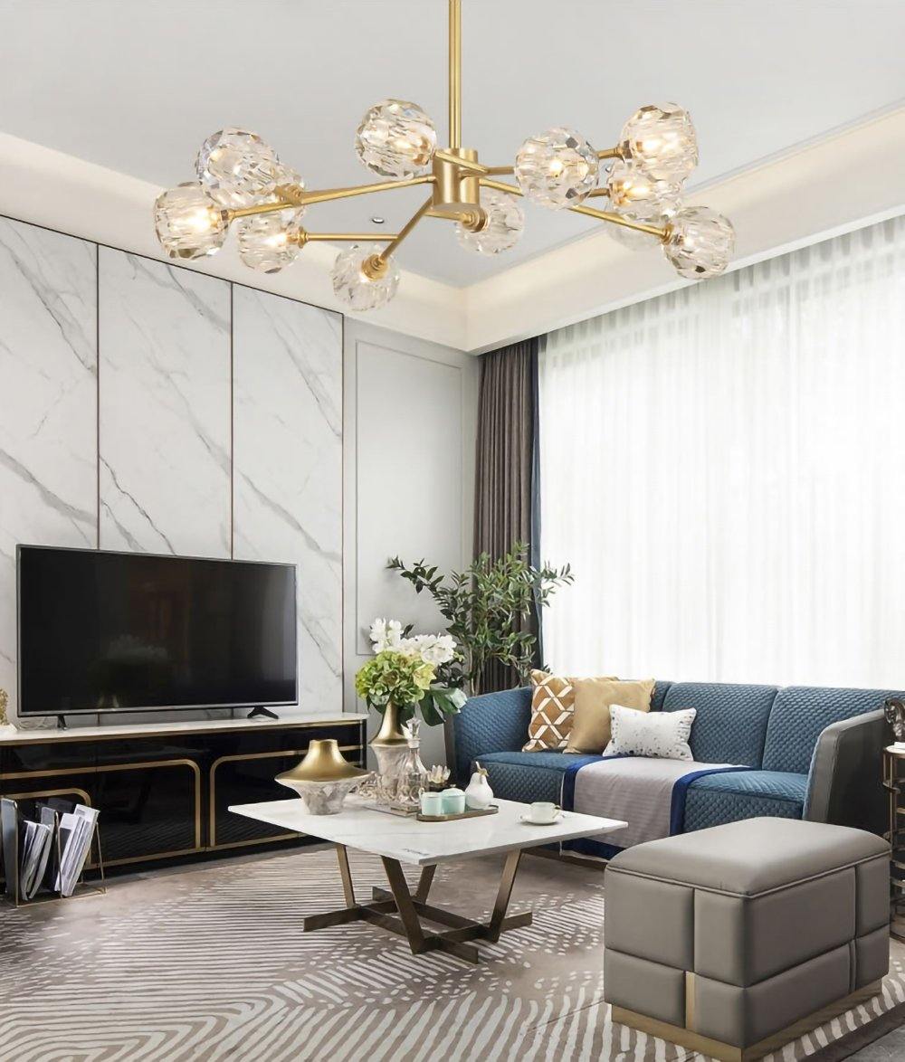 Thalyn Pendant Lamp Crystal Ball Brass Cluster-Neutral Decor