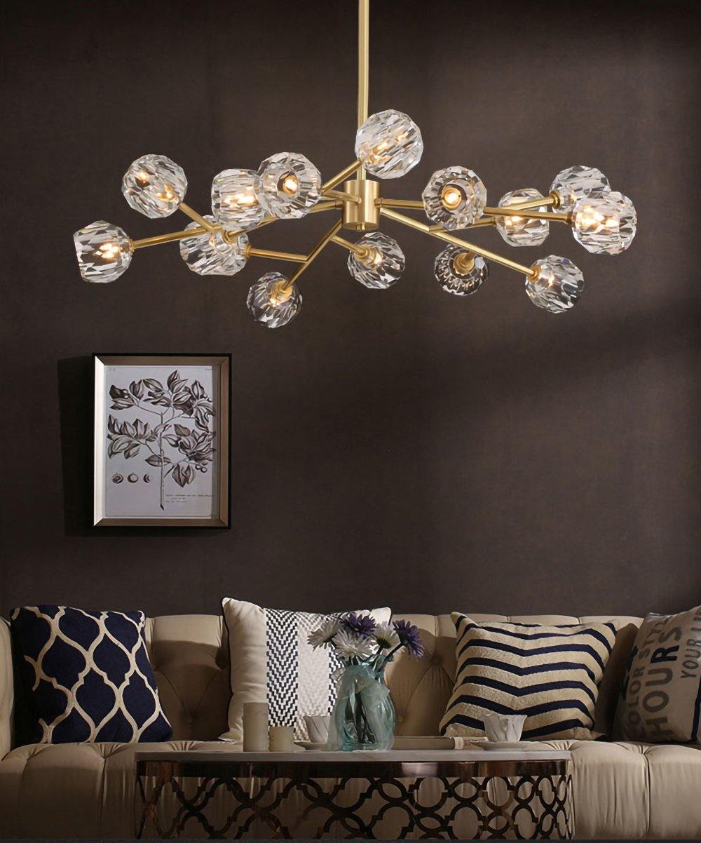 Thalyn Pendant Lamp Crystal Ball Brass Cluster-Neutral Decor