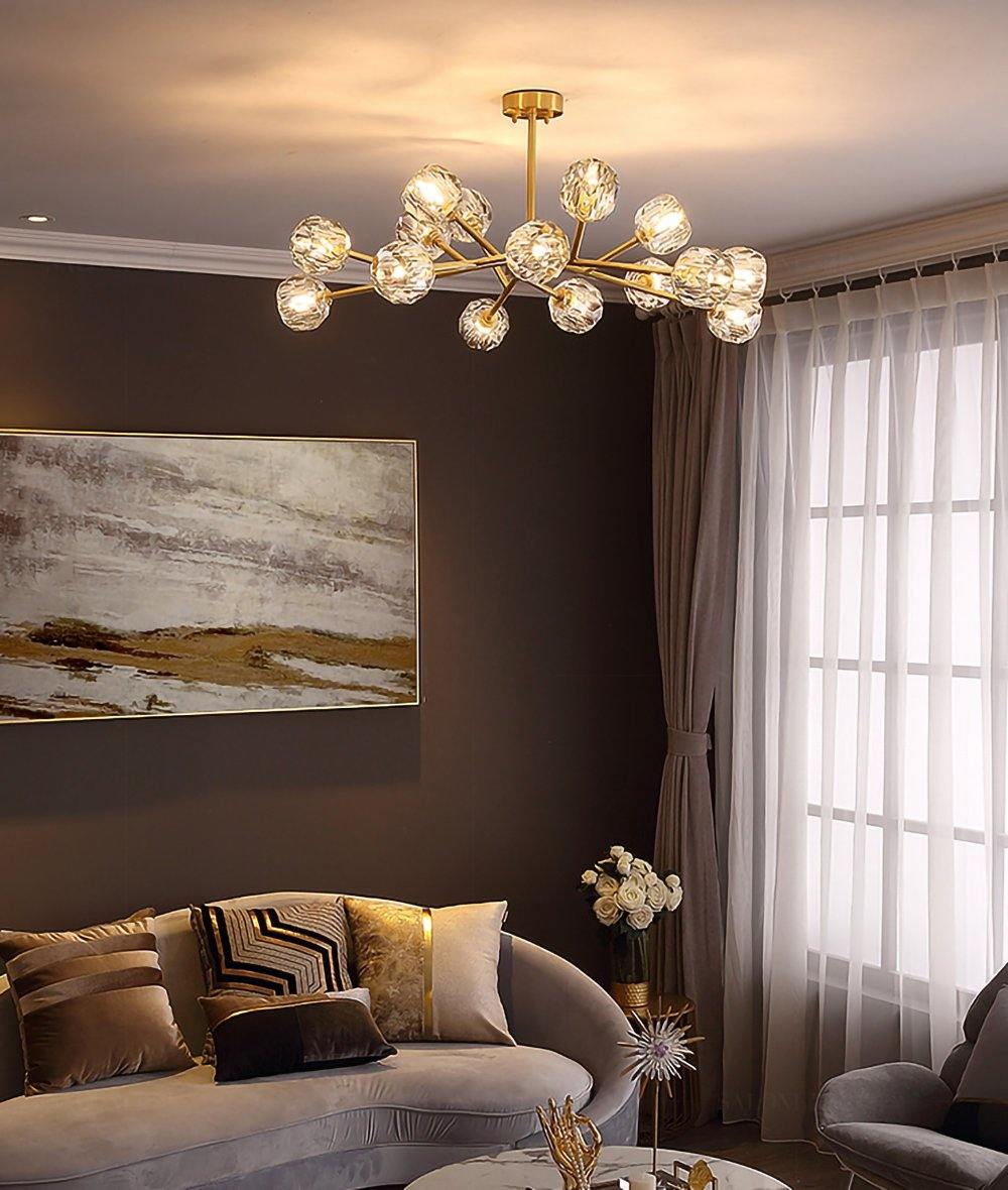 Thalyn Pendant Lamp Crystal Ball Brass Cluster-Neutral Decor