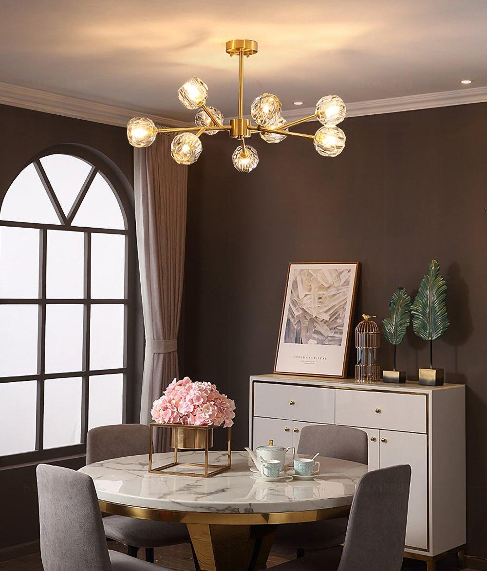 Thalyn Pendant Lamp Crystal Ball Brass Cluster-Neutral Decor