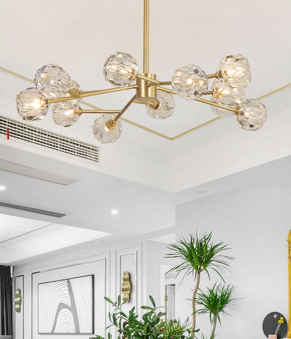 Thalyn Pendant Lamp Crystal Ball Brass Cluster-Neutral Decor