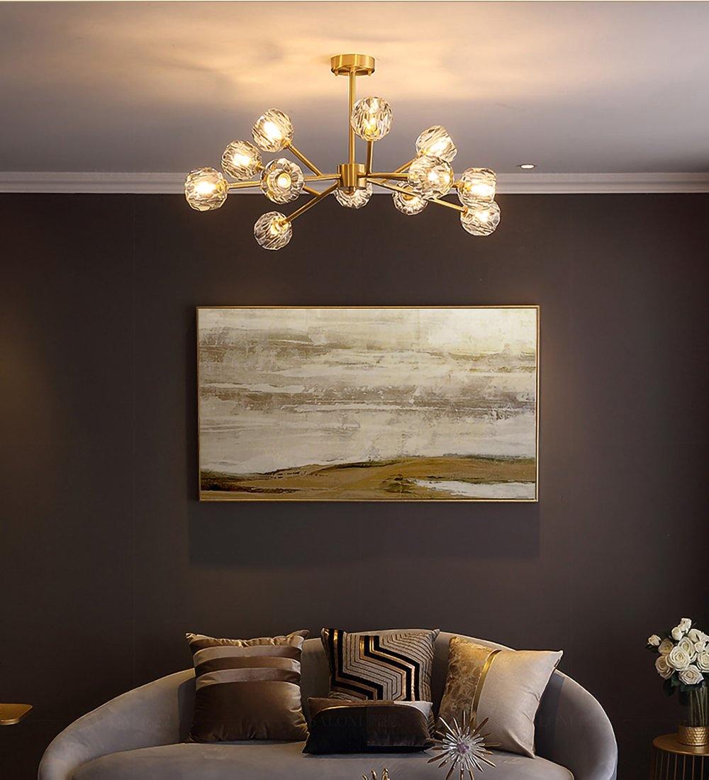 Thalyn Pendant Lamp Crystal Ball Brass Cluster-Neutral Decor