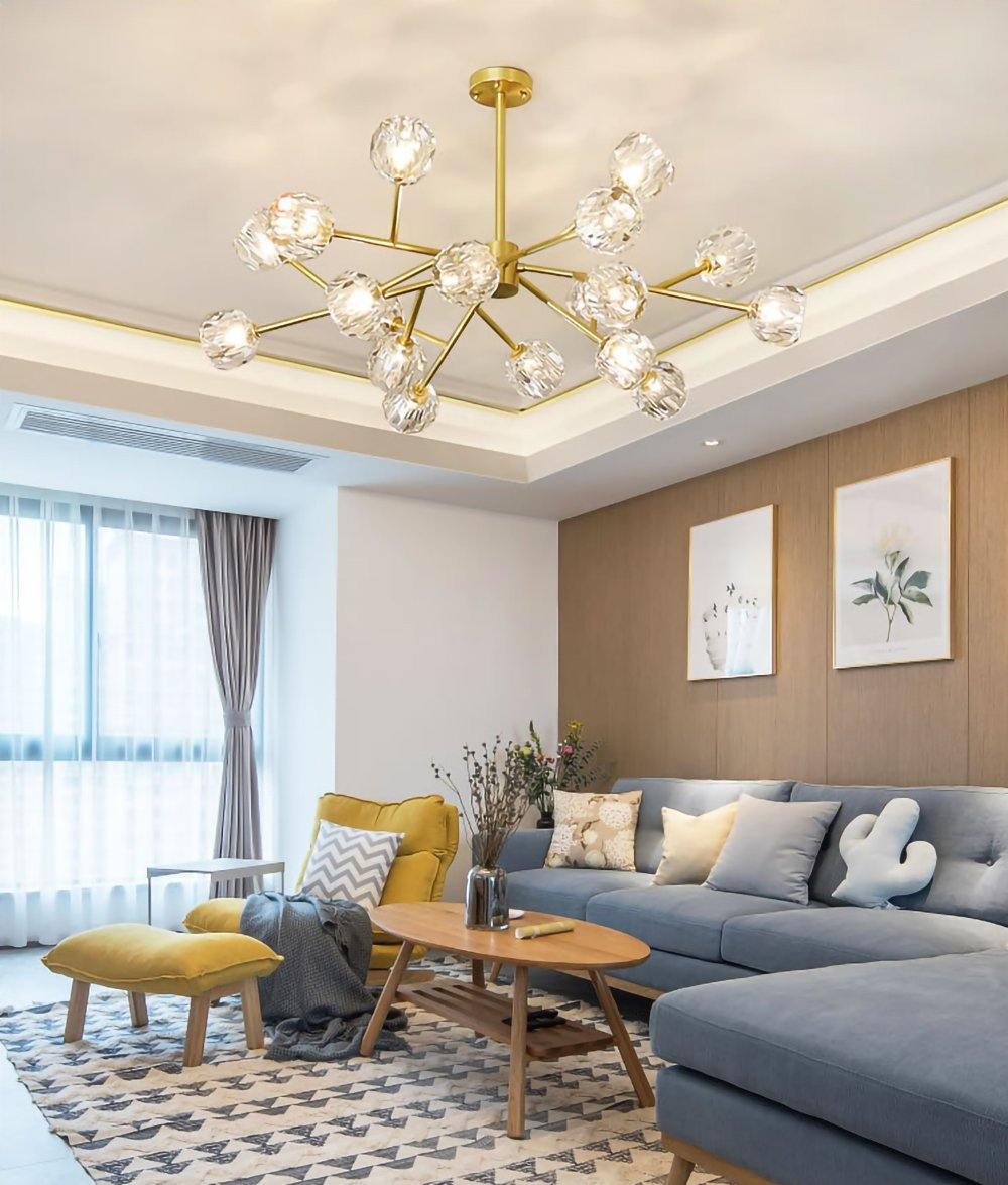 Thalyn Pendant Lamp Crystal Ball Brass Cluster-Neutral Decor