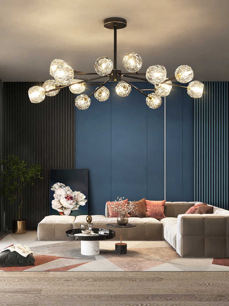 Thalyn Pendant Lamp Crystal Ball Brass Cluster-Neutral Decor