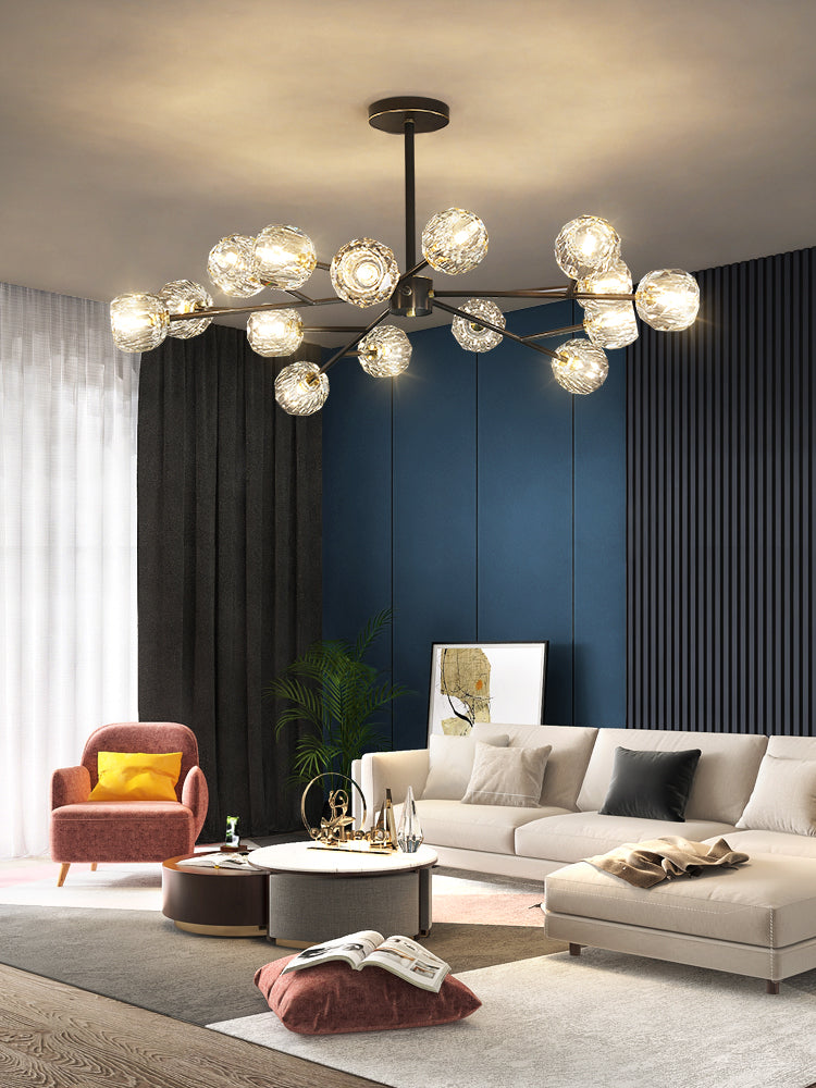 Thalyn Pendant Lamp Crystal Ball Brass Cluster-Neutral Decor