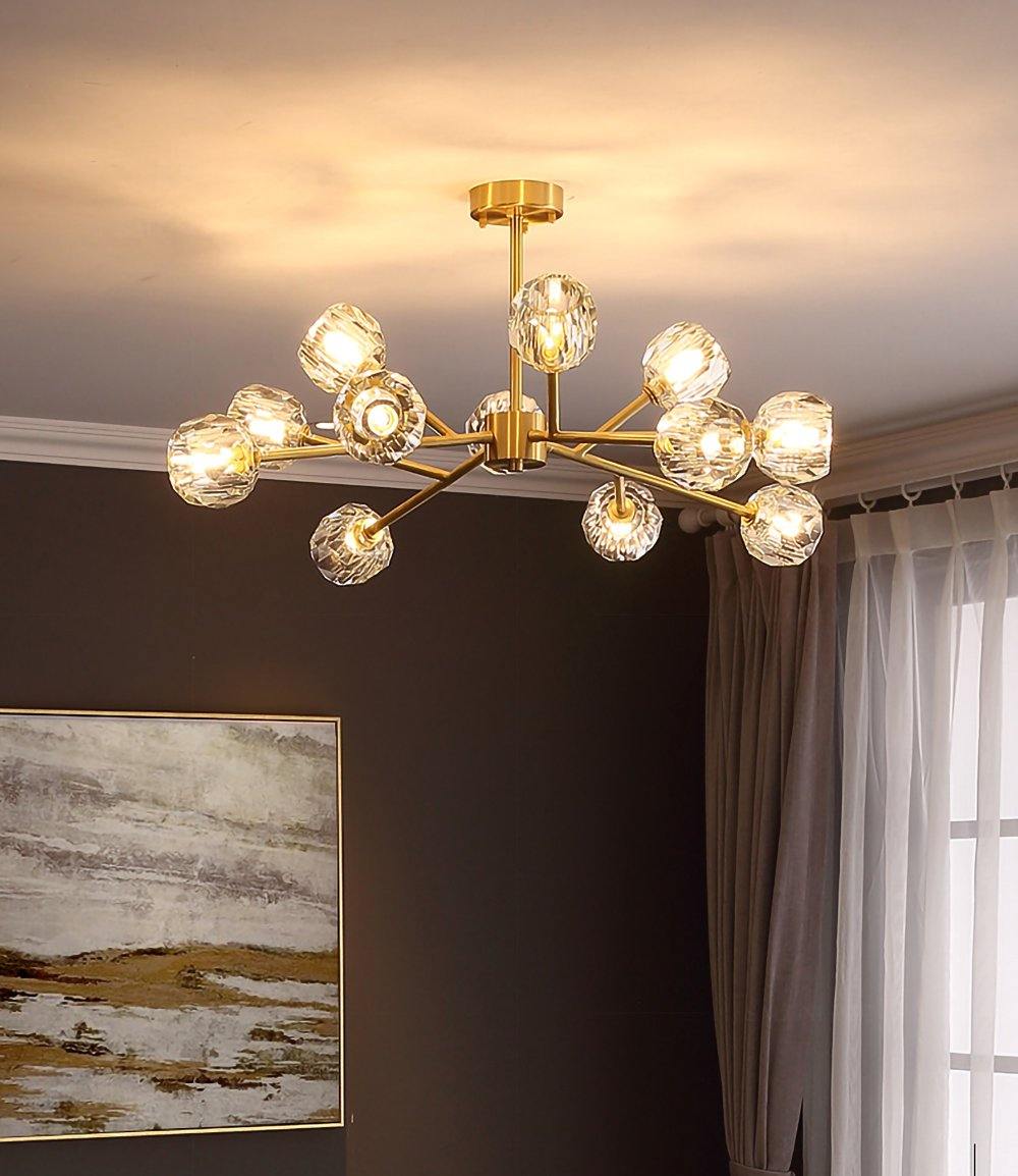 Thalyn Pendant Lamp Crystal Ball Brass Cluster-Neutral Decor