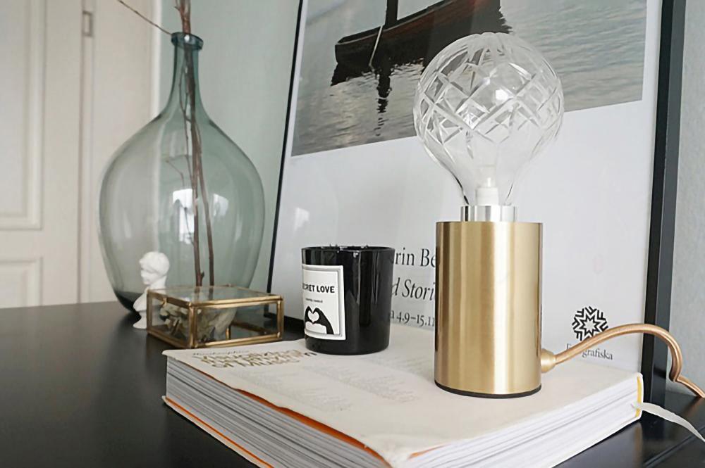 Lyrician Brass Glass Industrial Table Lamp-Neutral Decor