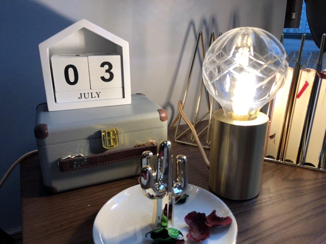 Lyrician Brass Glass Industrial Table Lamp-Neutral Decor