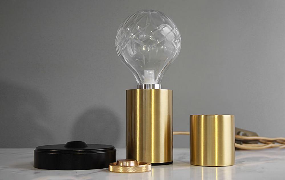 Lyrician Brass Glass Industrial Table Lamp-Neutral Decor