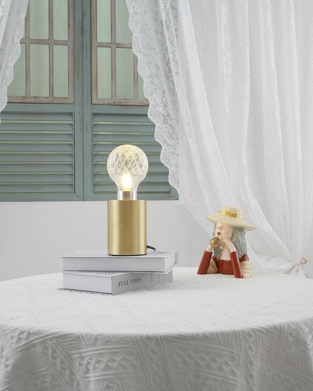 Lyrician Brass Glass Industrial Table Lamp-Neutral Decor