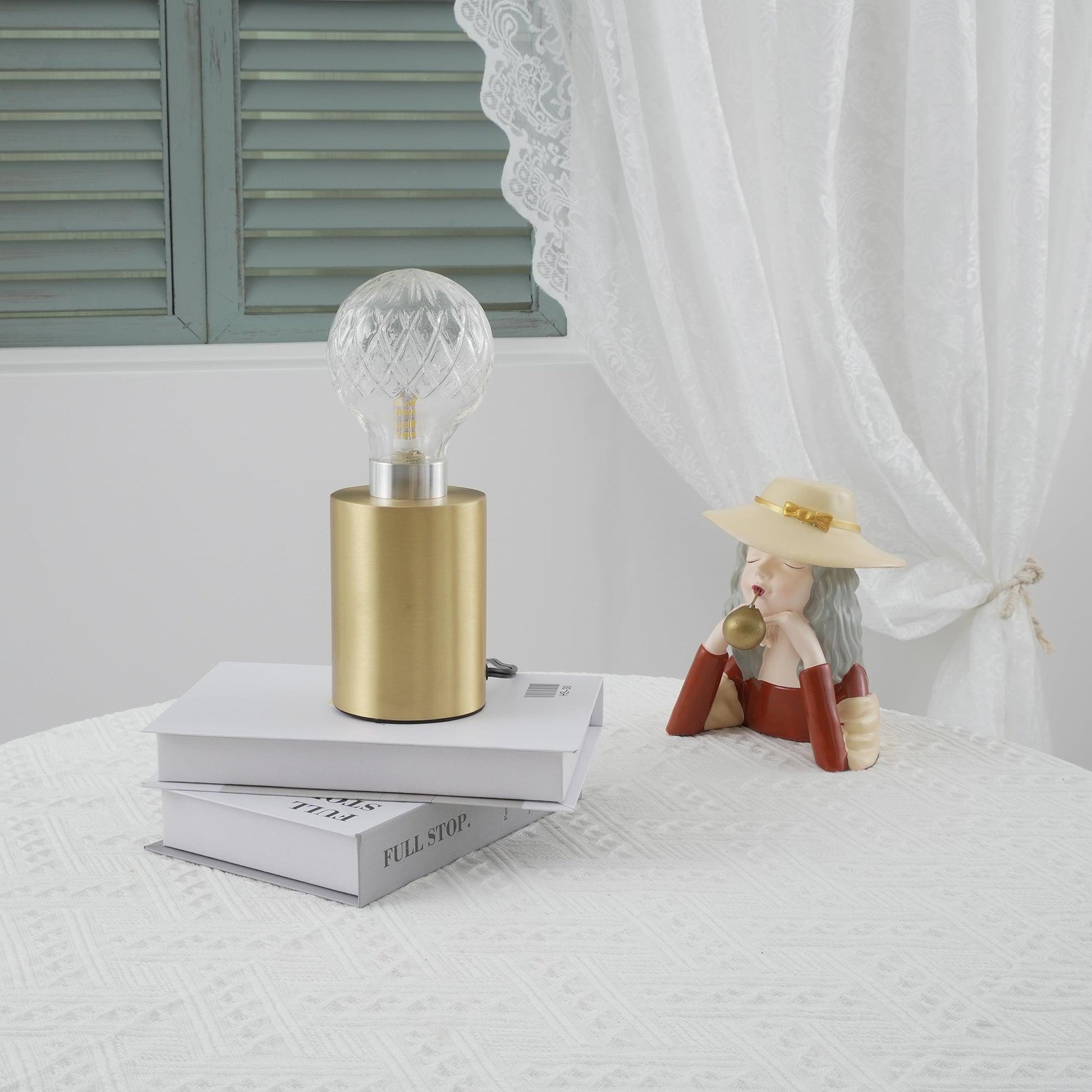 Lyrician Brass Glass Industrial Table Lamp-Neutral Decor
