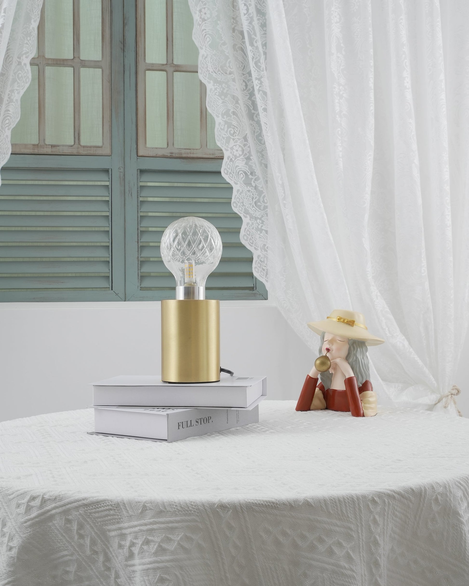 Lyrician Brass Glass Industrial Table Lamp-Neutral Decor