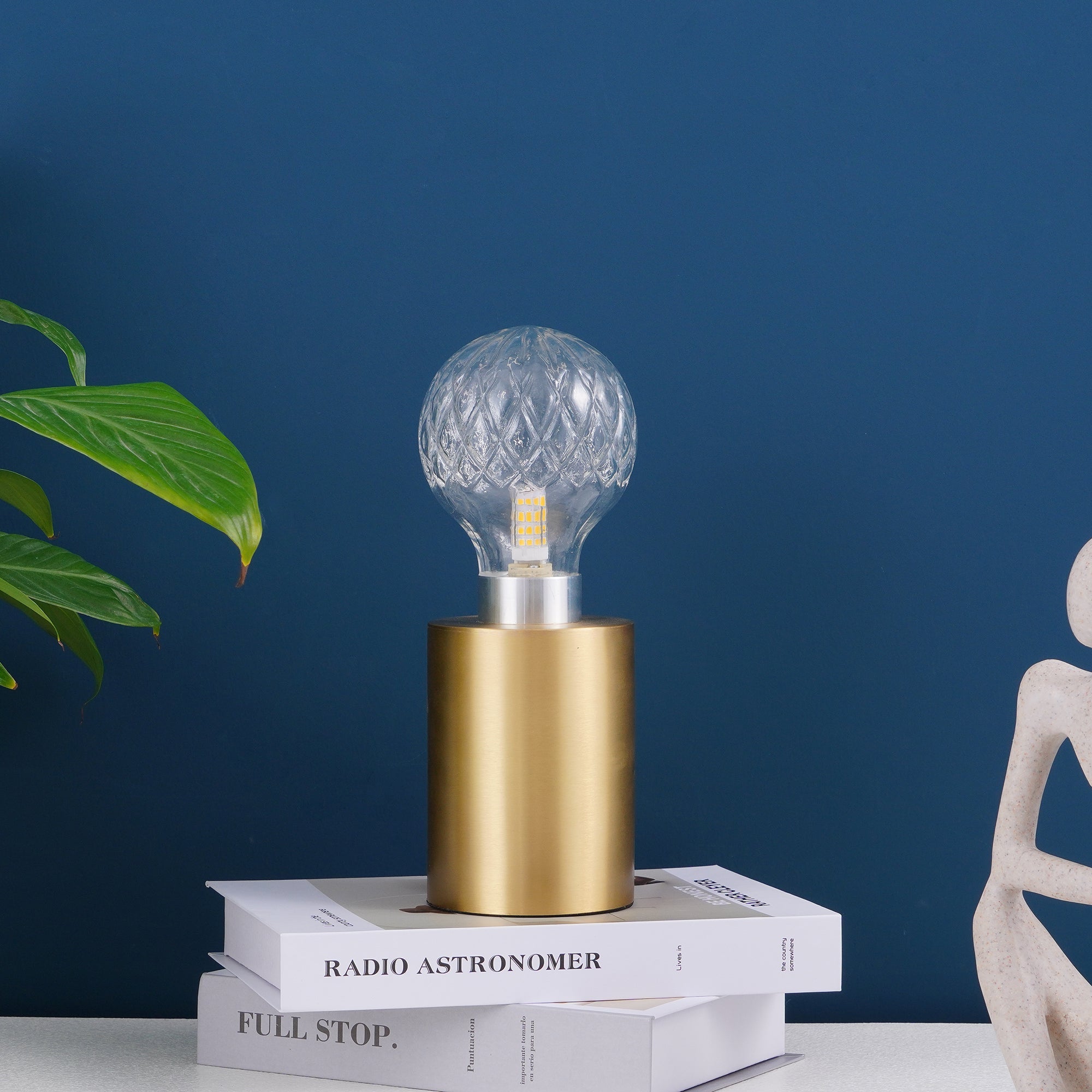 Lyrician Brass Glass Industrial Table Lamp-Neutral Decor