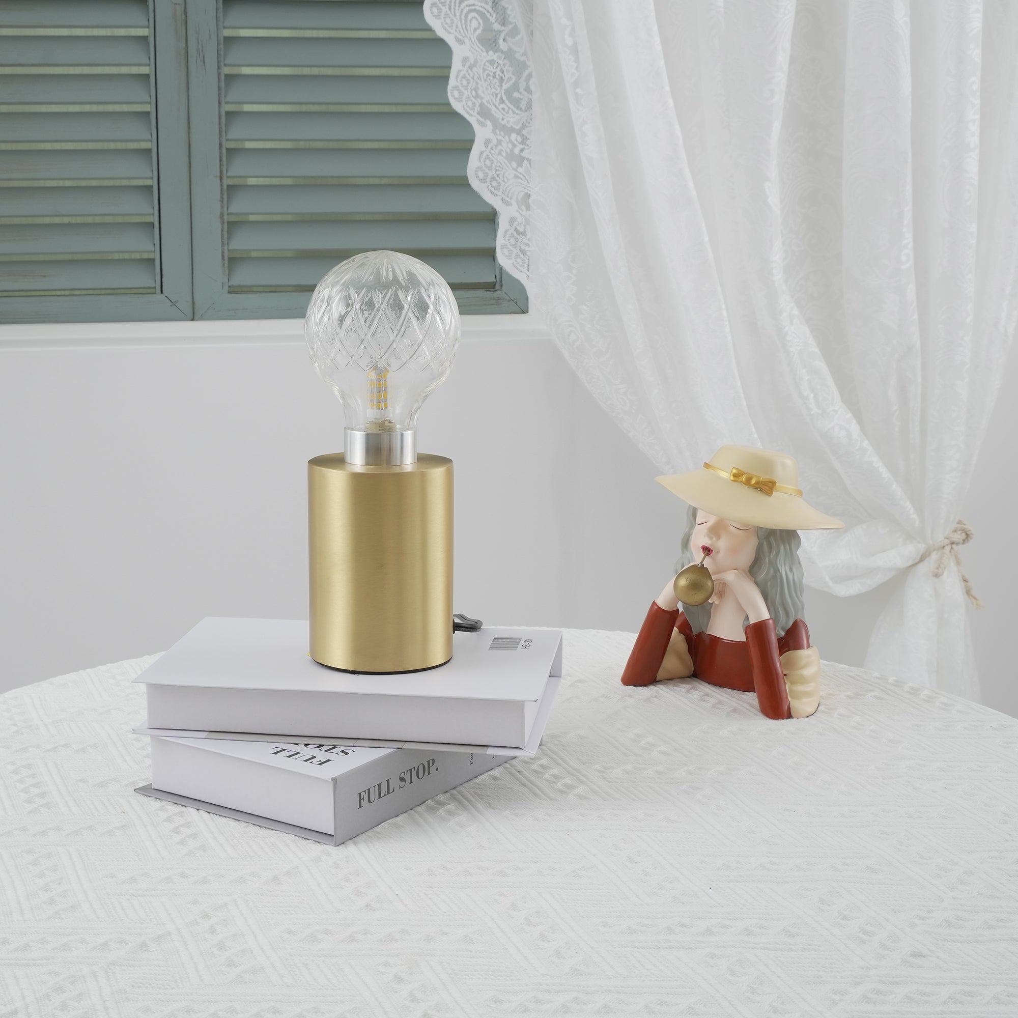 Lyrician Brass Glass Industrial Table Lamp-Neutral Decor