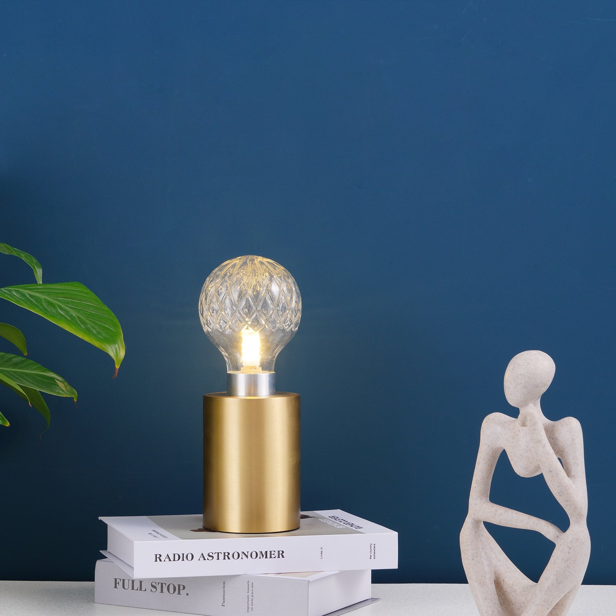 Lyrician Brass Glass Industrial Table Lamp-Neutral Decor