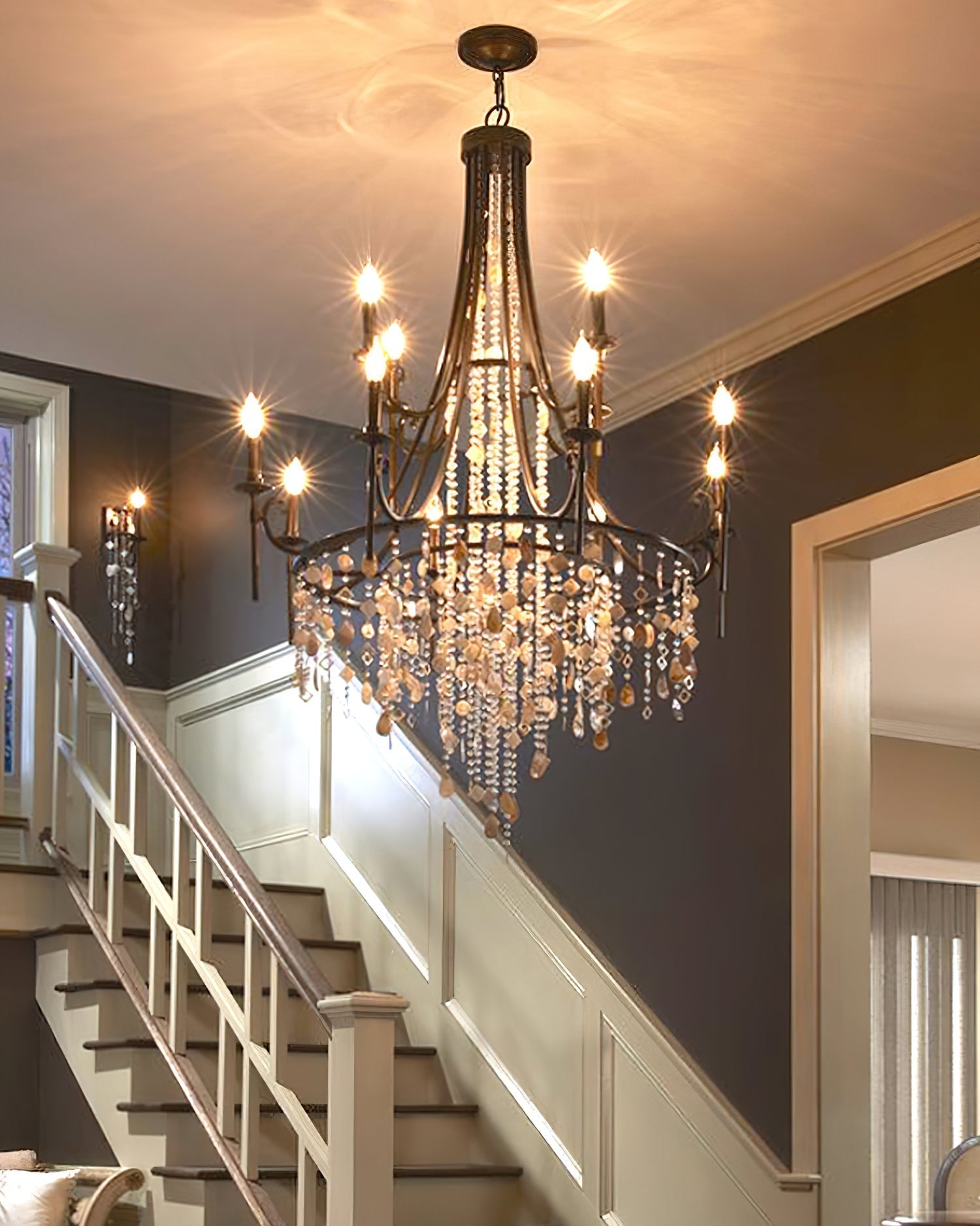 Sorvexa Chandelier Luxury Shell Crystal Retro-Neutral Decor
