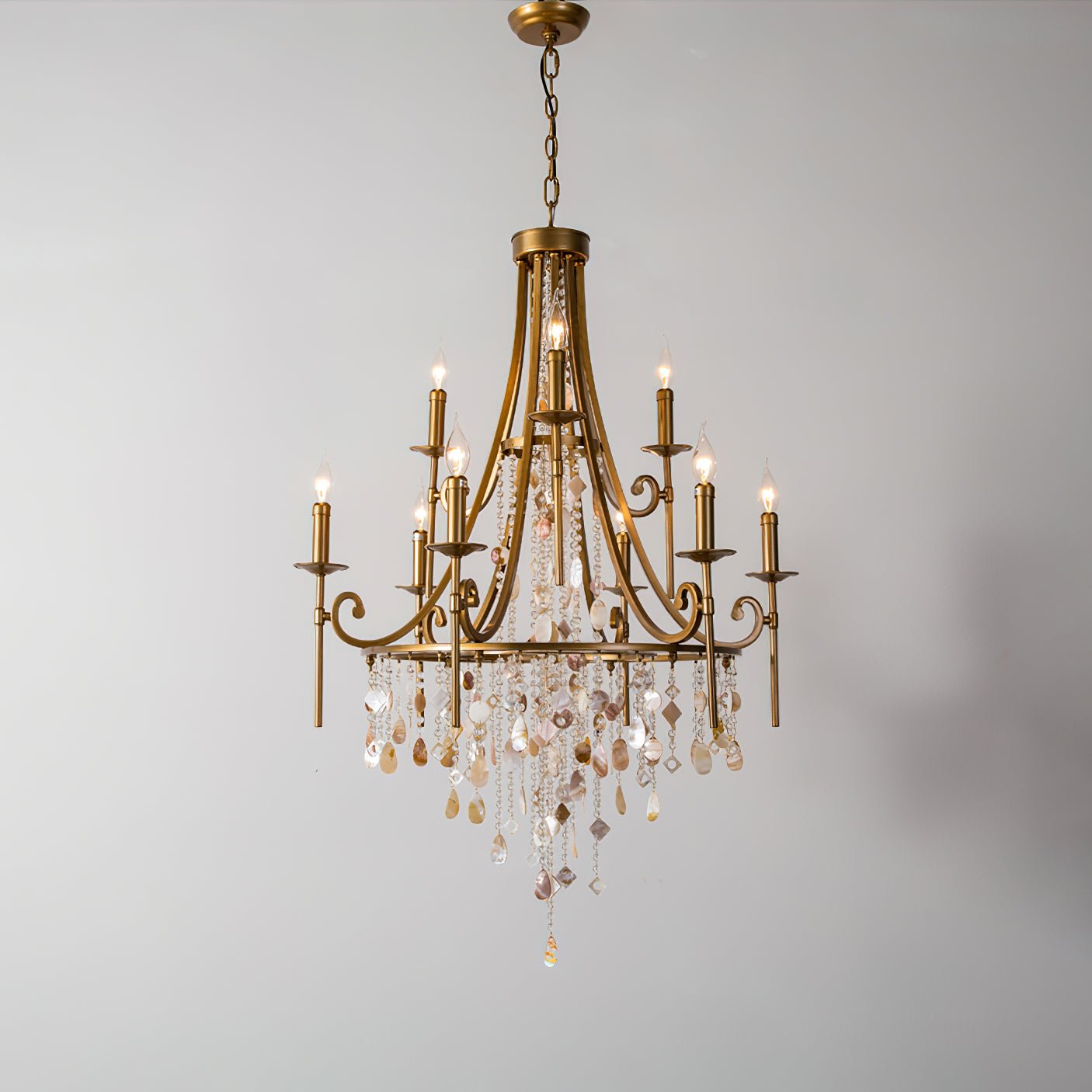 Sorvexa Chandelier Luxury Shell Crystal Retro-Neutral Decor