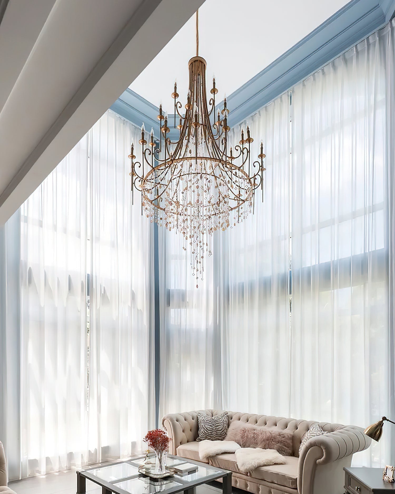 Sorvexa Chandelier Luxury Shell Crystal Retro-Neutral Decor