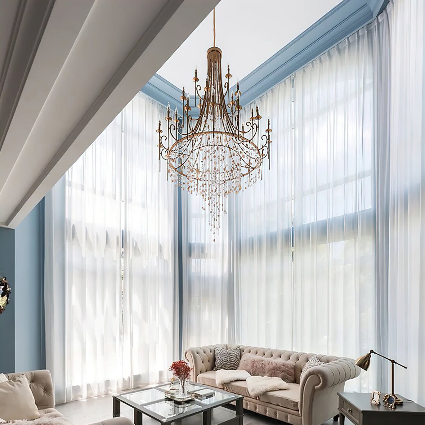 Sorvexa Chandelier Luxury Shell Crystal Retro-Neutral Decor