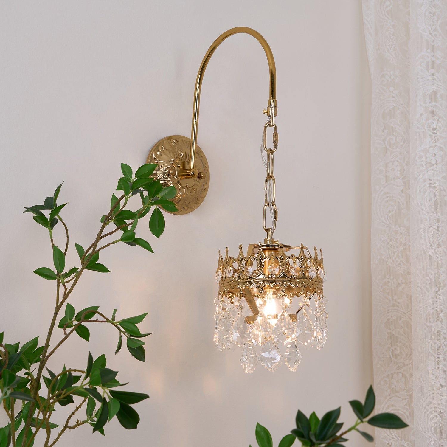 Ivmarila Nordic Art Crown Crystal Sconce Wall lamp-Neutral Decor
