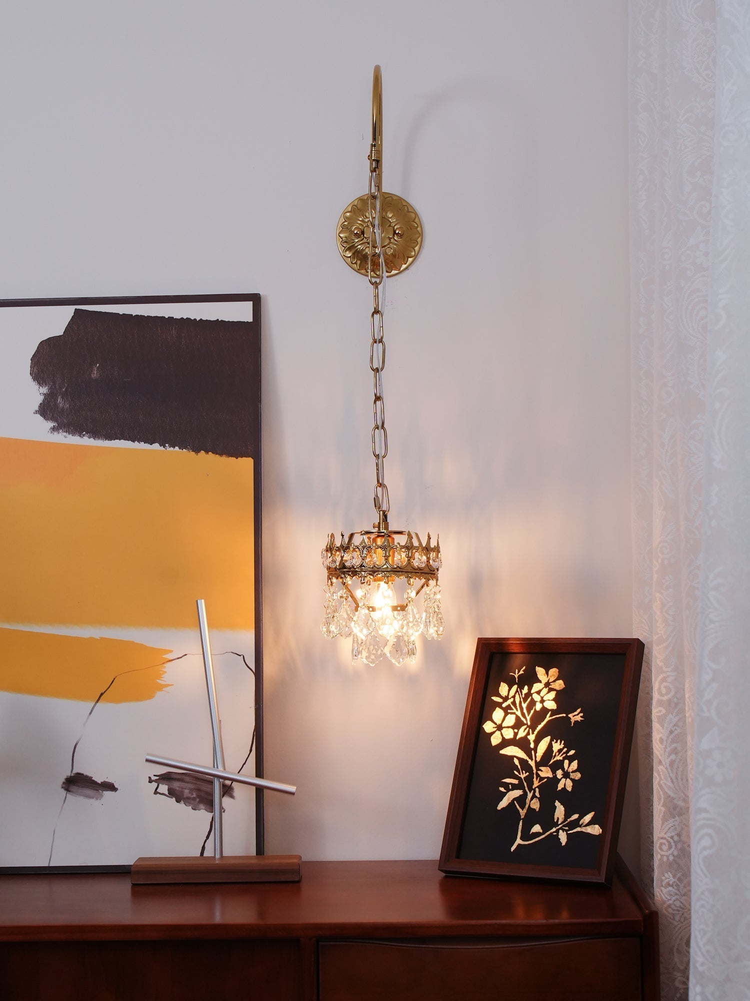 Ivmarila Nordic Art Crown Crystal Sconce Wall lamp-Neutral Decor