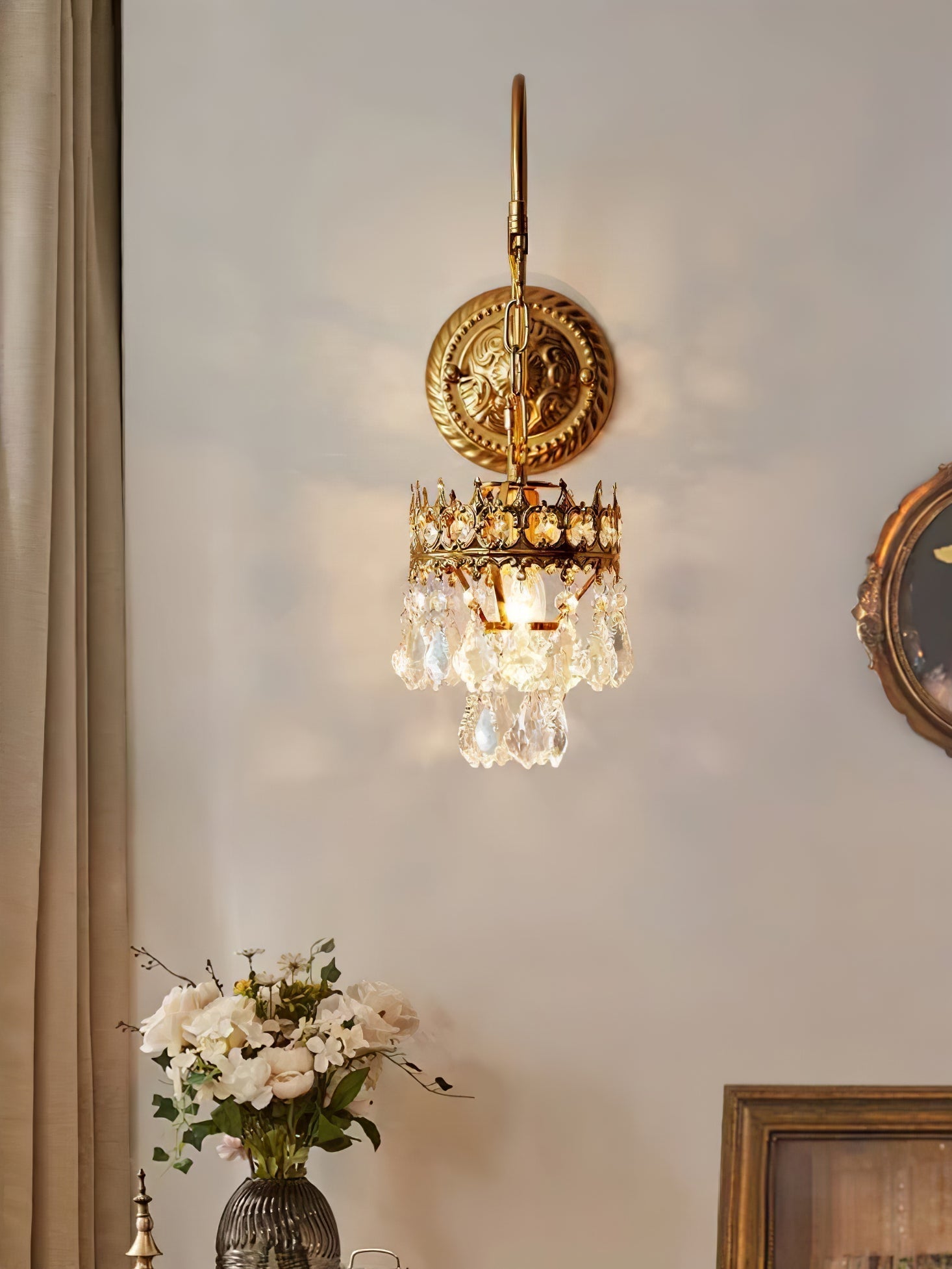 Ivmarila Nordic Art Crown Crystal Sconce Wall lamp-Neutral Decor