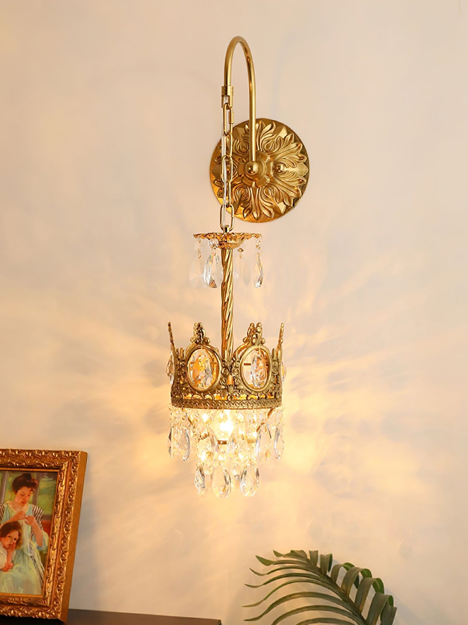 Crystal Crown Wall Light-Neutral Decor