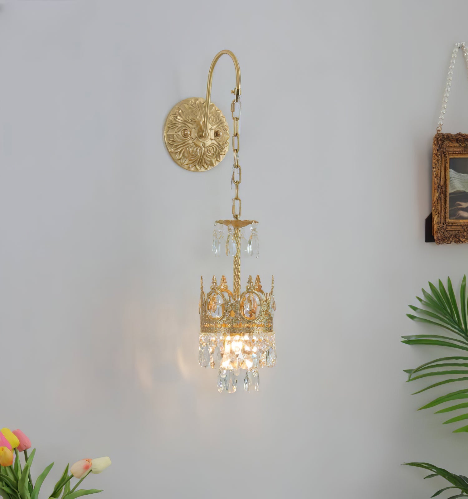 Crystal Crown Wall Light-Neutral Decor
