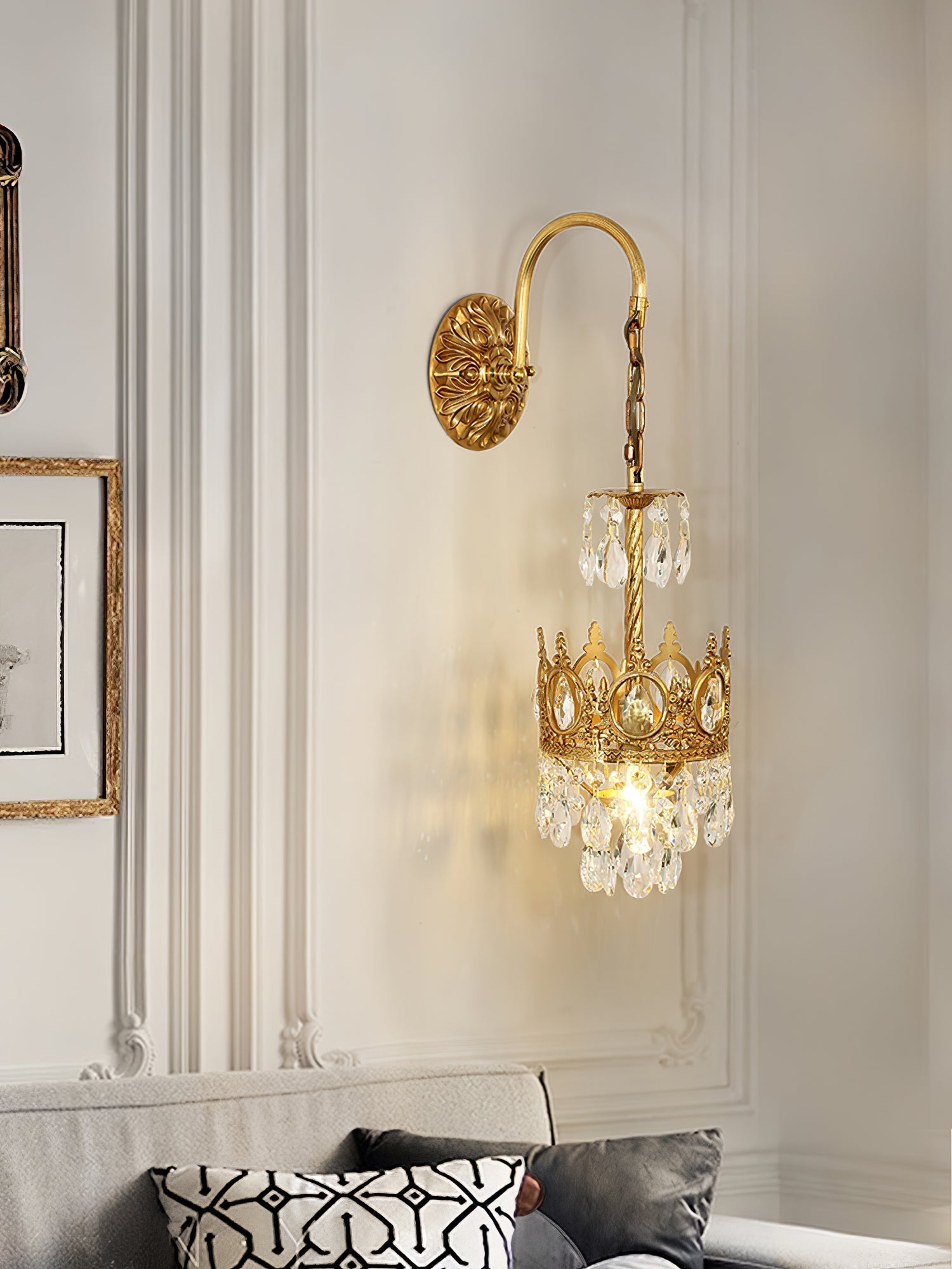 Crystal Crown Wall Light-Neutral Decor