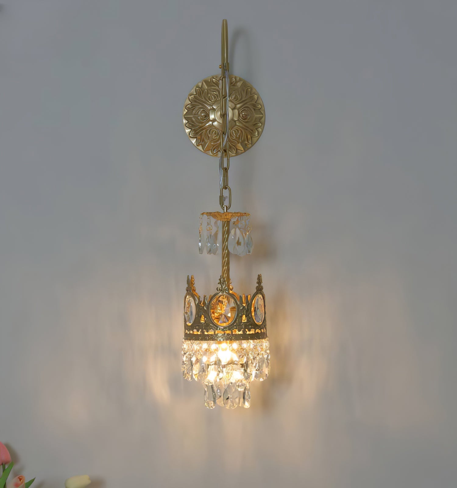 Crystal Crown Wall Light-Neutral Decor