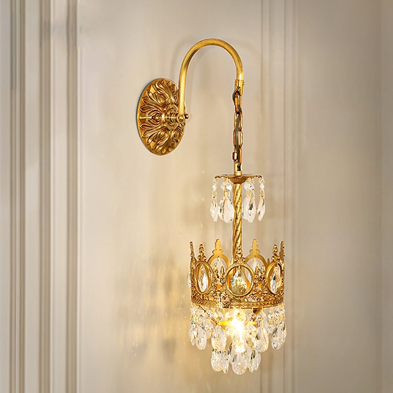 Crystal Crown Wall Light-Neutral Decor