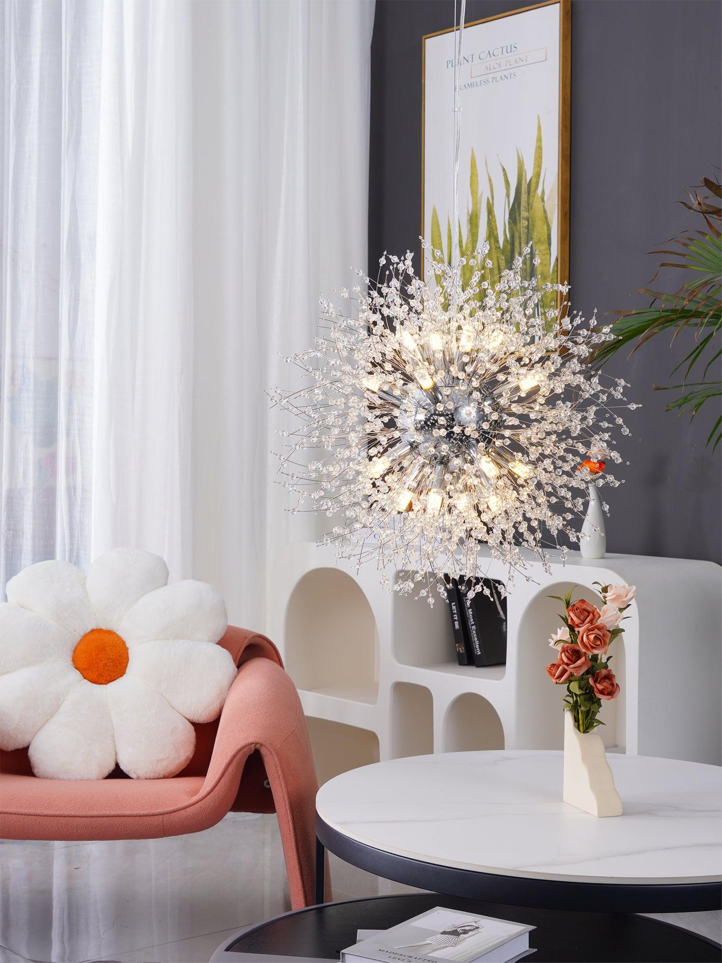 Haze Chandelier Crystal Dandelion with Crystals-Neutral Decor