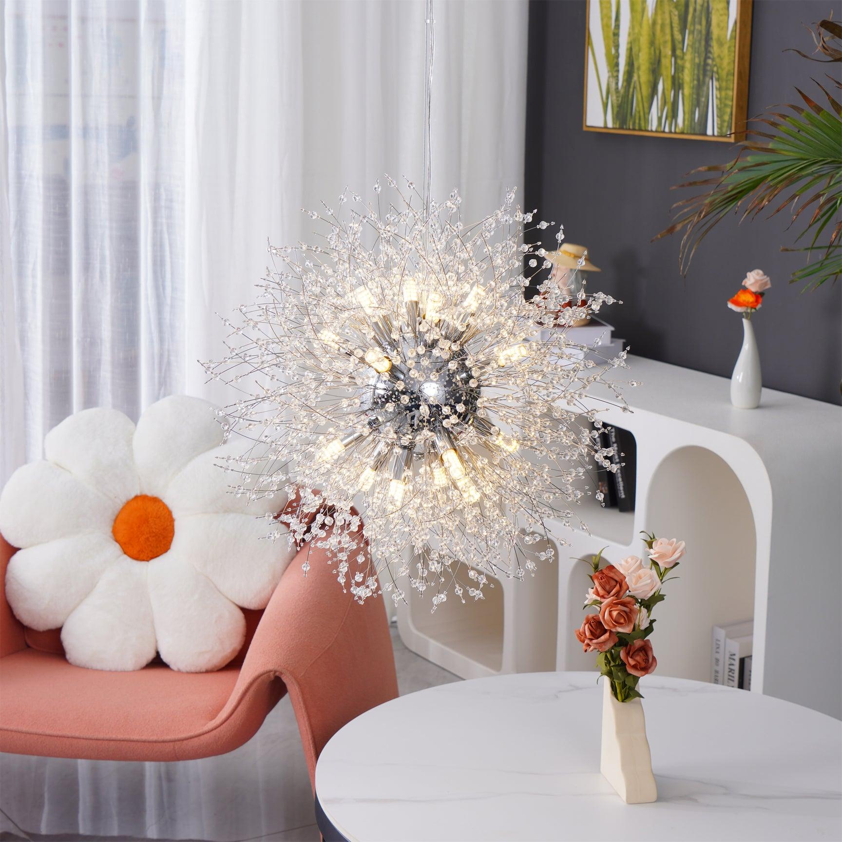 Haze Chandelier Crystal Dandelion with Crystals-Neutral Decor