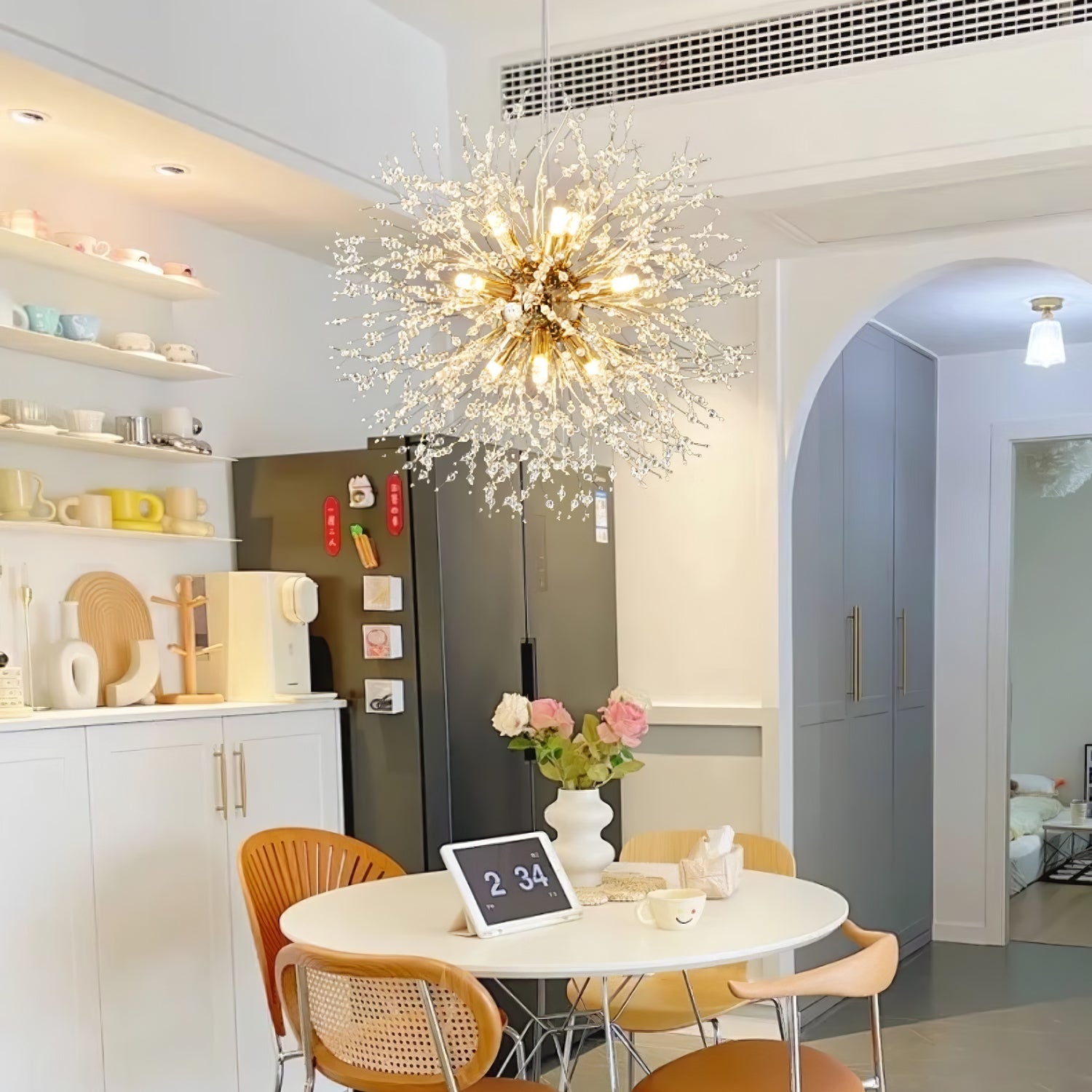 Haze Chandelier Crystal Dandelion with Crystals-Neutral Decor