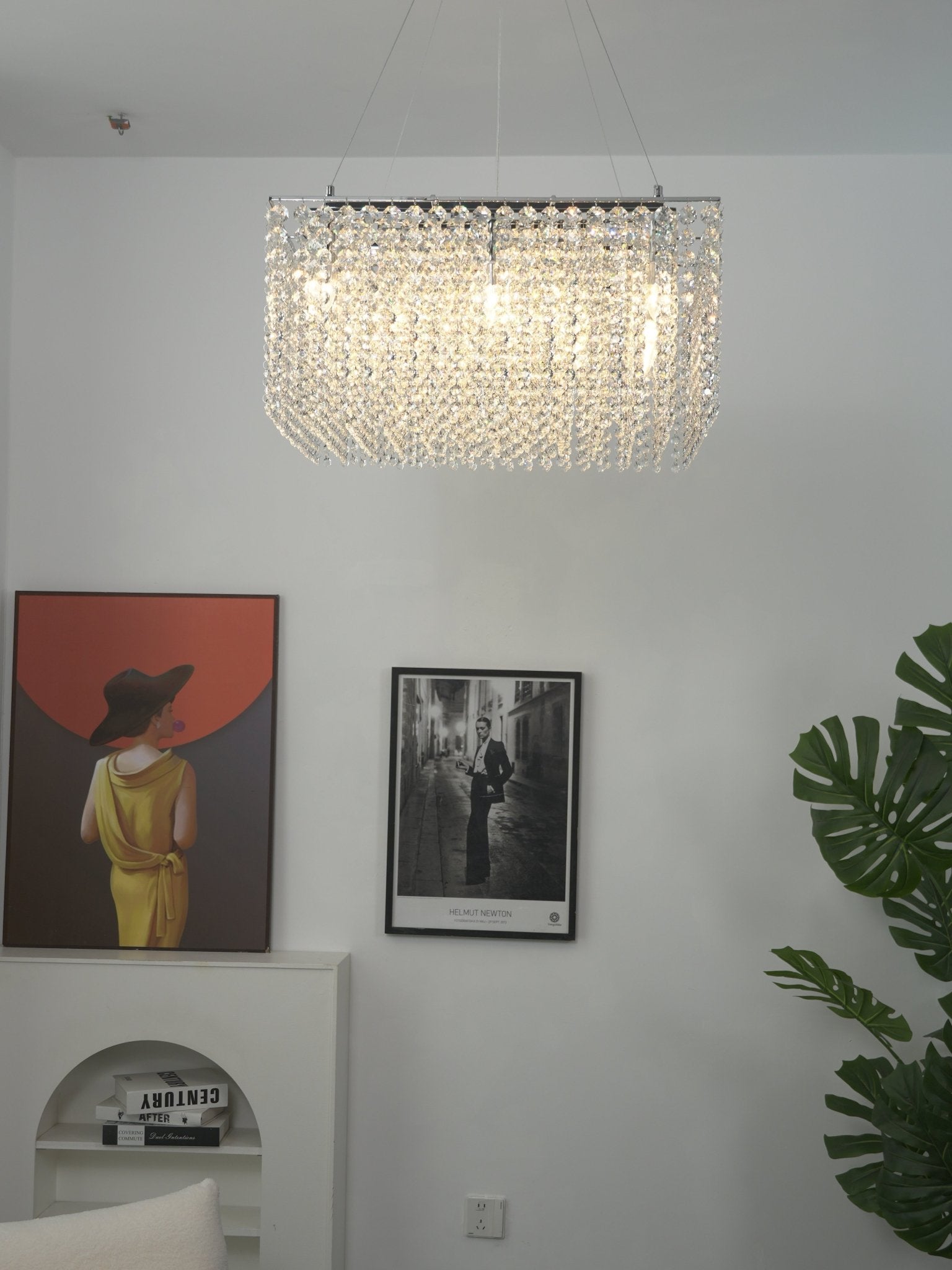 Crystal Frame Chandelier-Neutral Decor