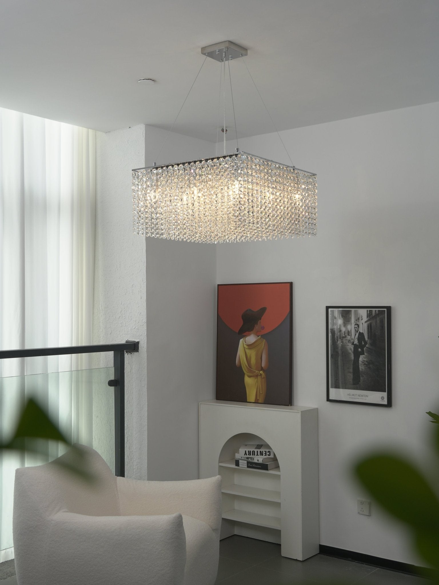 Crystal Frame Chandelier-Neutral Decor
