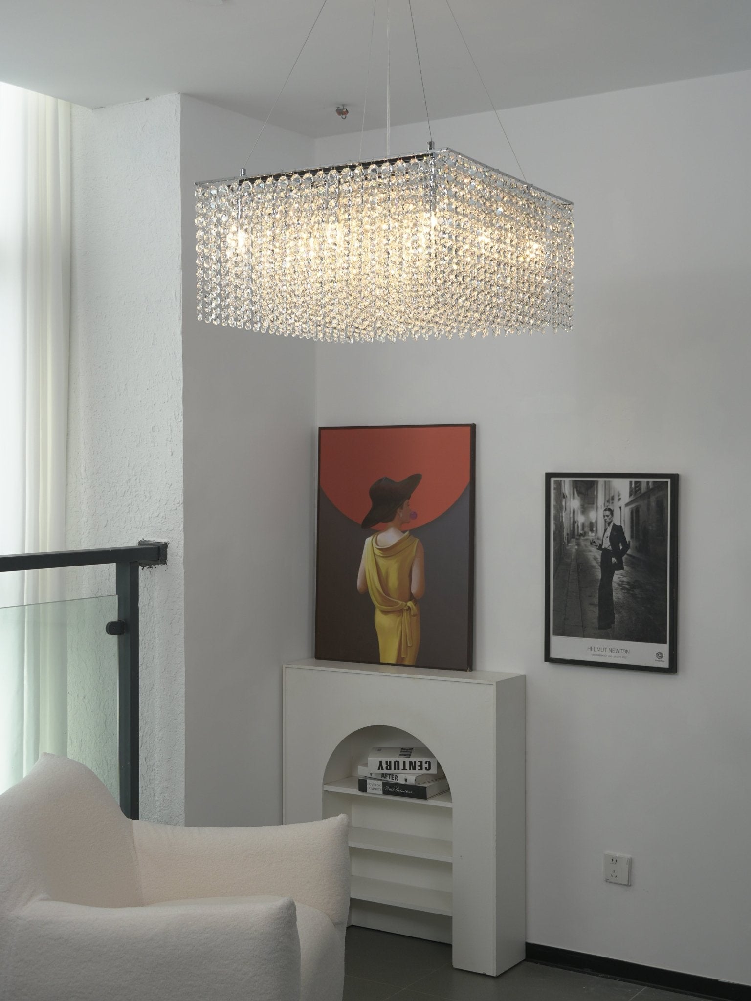 Crystal Frame Chandelier-Neutral Decor