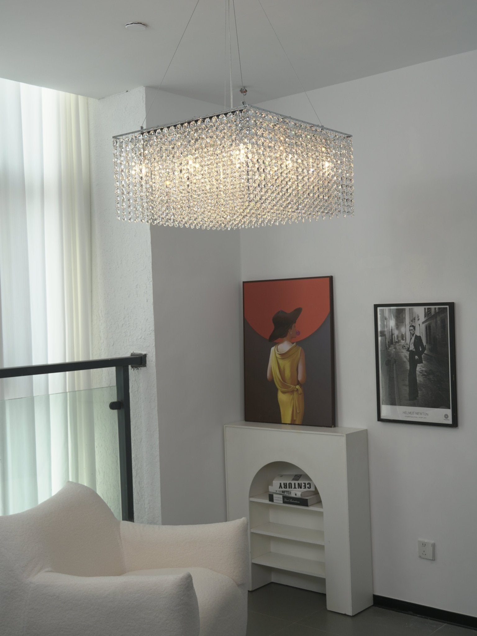 Crystal Frame Chandelier-Neutral Decor