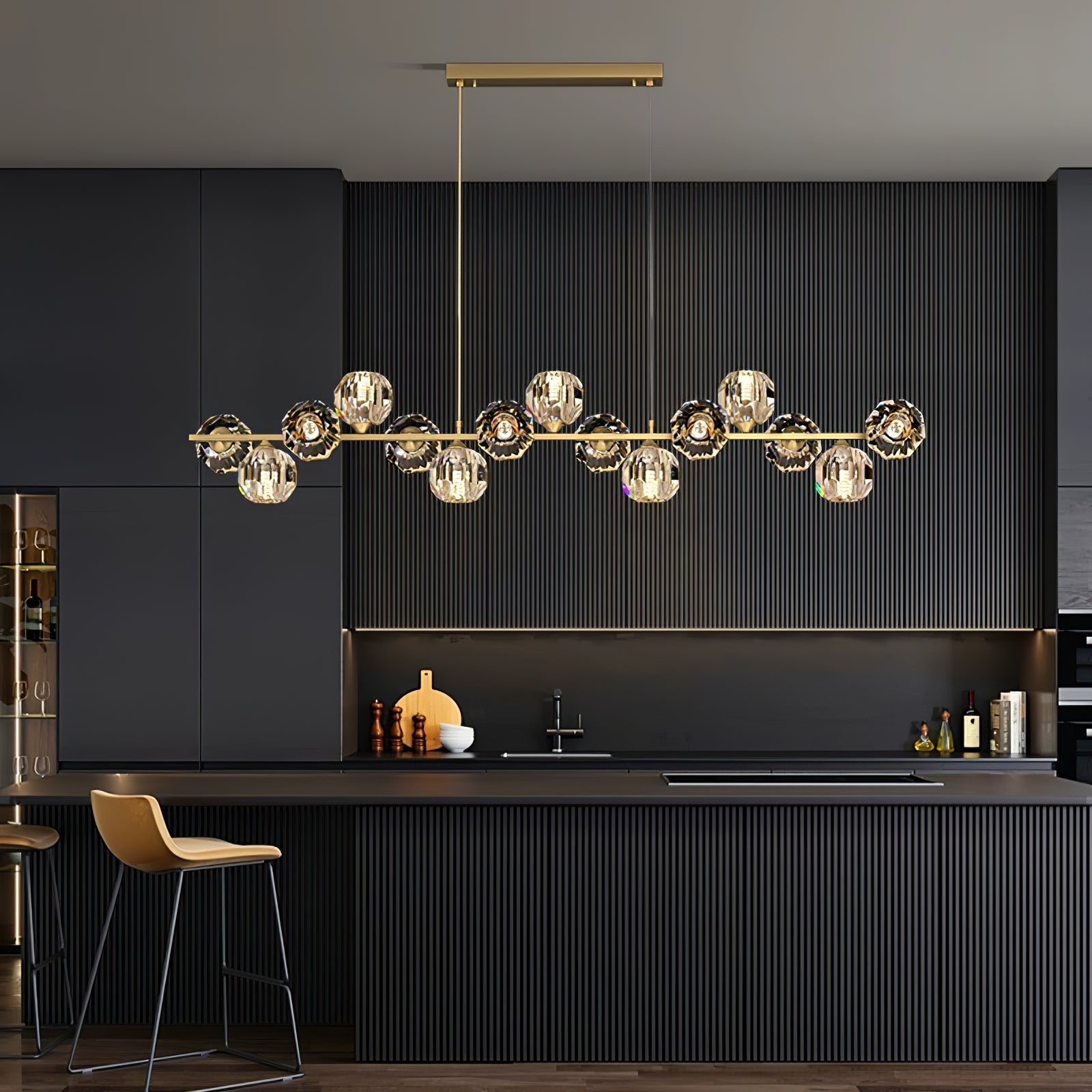 Crystal Glass Ball Chandelier-Neutral Decor