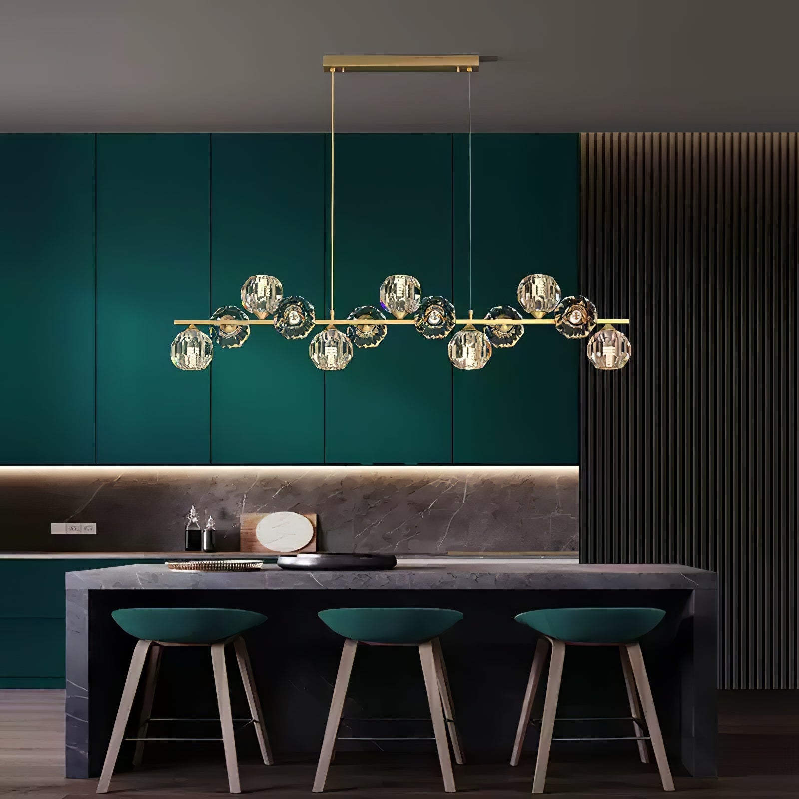 Crystal Glass Ball Chandelier-Neutral Decor