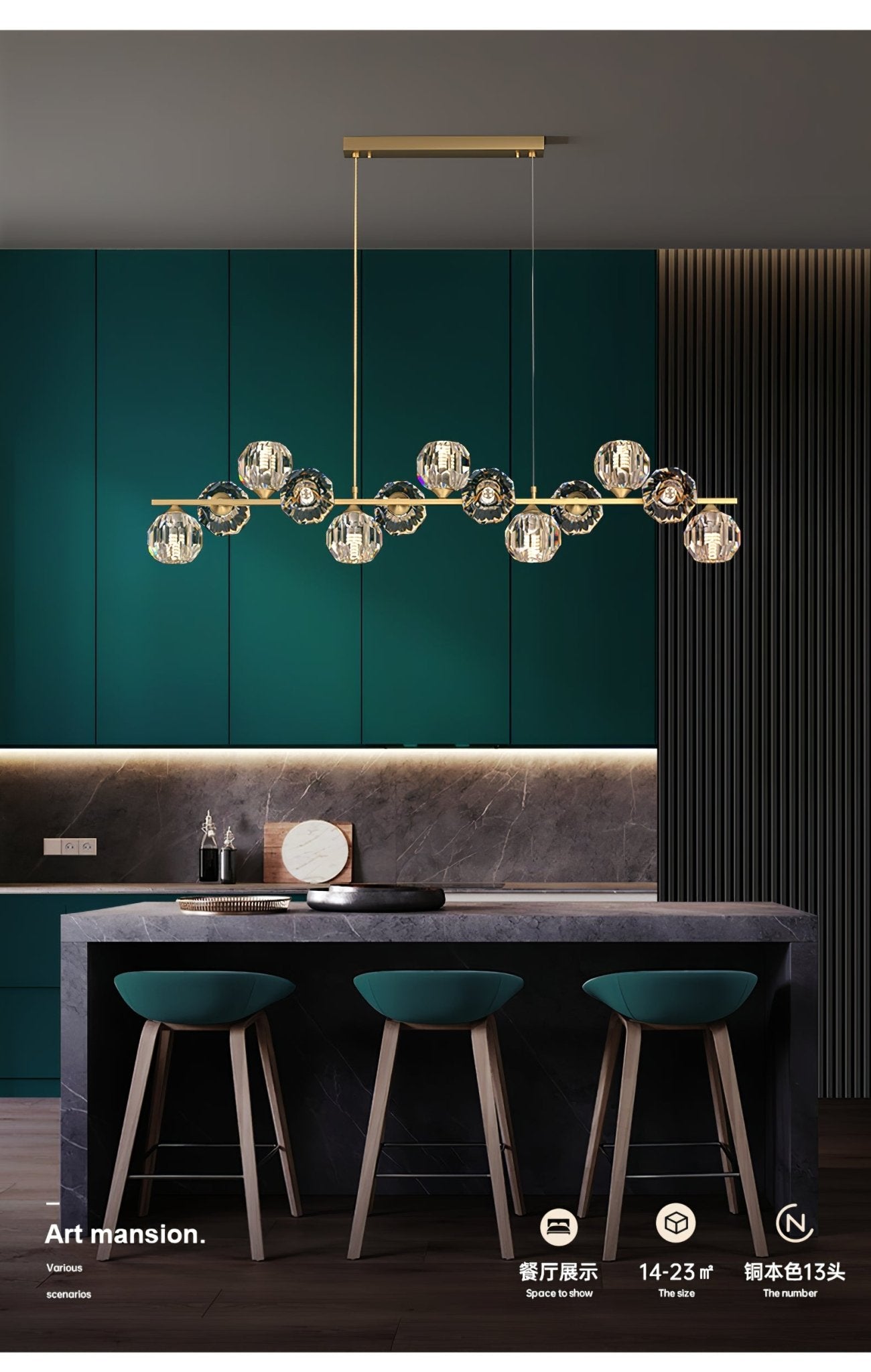Crystal Glass Ball Chandelier-Neutral Decor