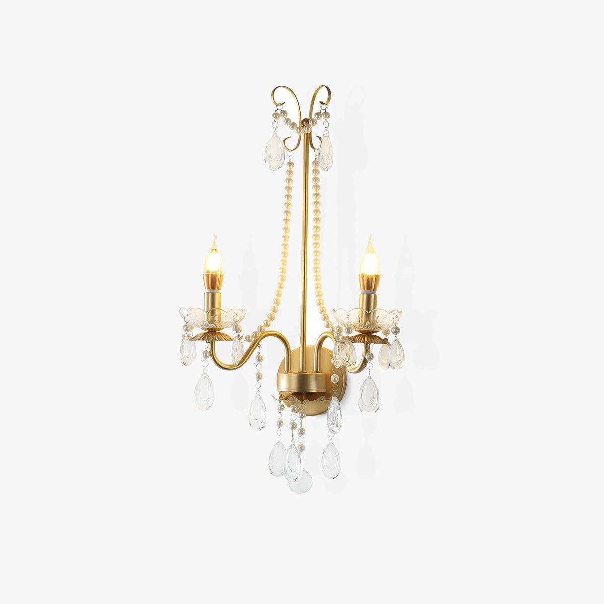 Nydoraris Elegance Pearl Chain Crystal Wall Lamp-Neutral Decor